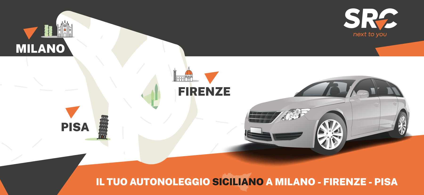 Il tuo autonoleggio siciliano a Milano, Firenze e Pisa